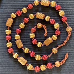 Garland Gold & Deep Red Fabric Beads -2 X 85”